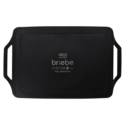 Briebe Black Titanium Grelhador para Cozinha Indução, Antiaderente de Titânio sem PFOA, Alumínio Fundido 43x25cm, , Preto