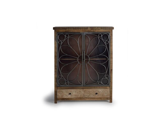 Vitrina de madera de mango marrón envejecida 130x100x40