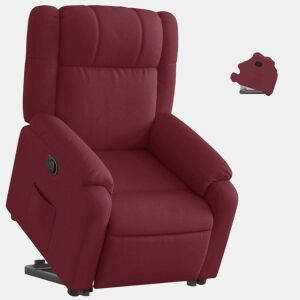 vidaXL Poltrona reclinável elevatória tecido vermelho tinto