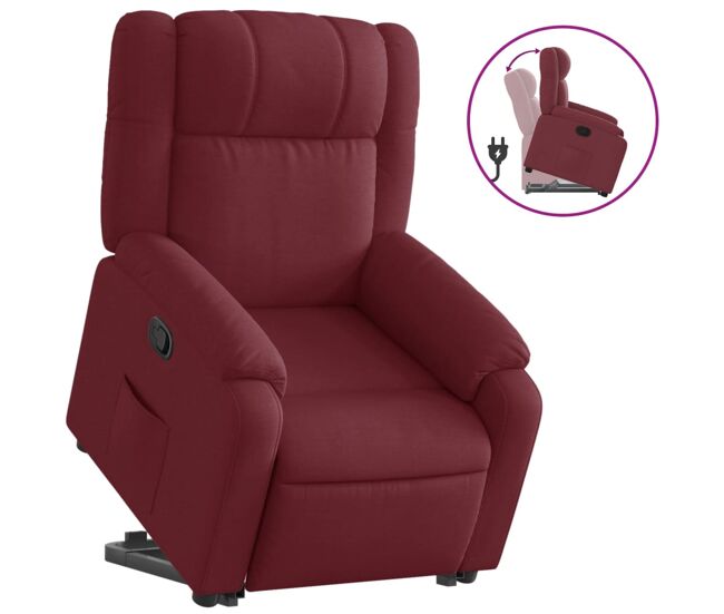 Vidaxl sillón reclinable elevable tela rojo tinto