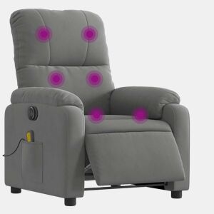 vidaXL Poltrona massagens reclinável elétrica microfibra cinza-escuro