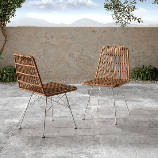 Pack de 2 cadeiras de jantar ou de jardim Aitana RatanBranco