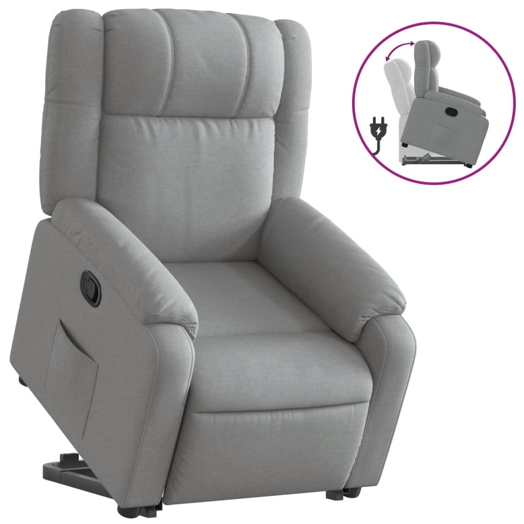 Vidaxl sillón reclinable elevable de tela gris claro