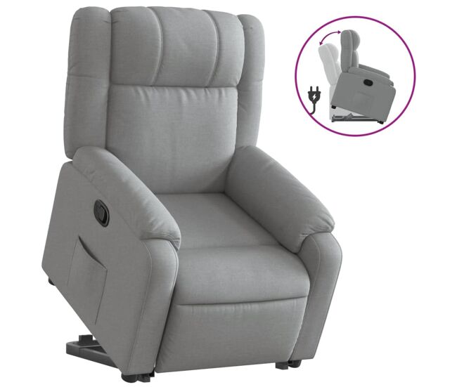 Vidaxl sillón reclinable elevable de tela gris claro