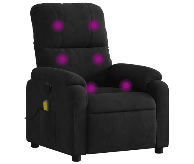 Vidaxl sillón reclinable de masaje tela de microfibra negro