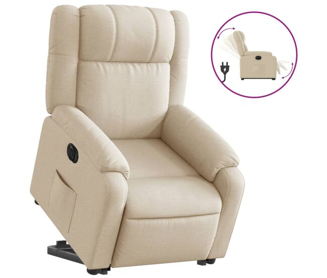 Vidaxl sillón eléctrico reclinable elevable de tela color crema