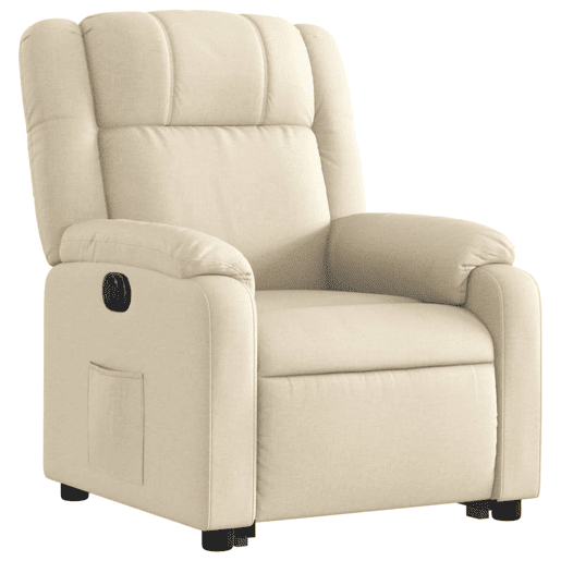 vidaXL Poltrona reclinável elevatória elétrica tecido cor creme vidaXL Poltrona reclinável elevatória elétrica tecido cor creme
