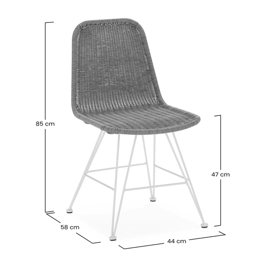 Pack de 2 cadeiras de jantar ou de jardim Beth RatanBranco