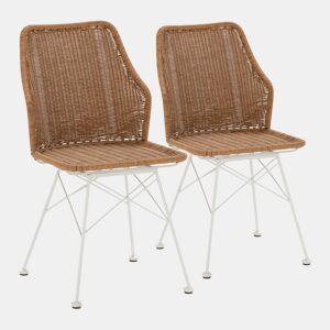 Pack de 2 cadeiras de jantar ou de jardim Paola RatanBranco