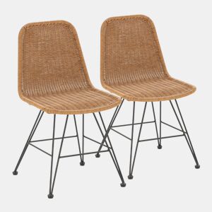 Pack de 2 cadeiras de jantar ou de jardim Beth RatanPreto