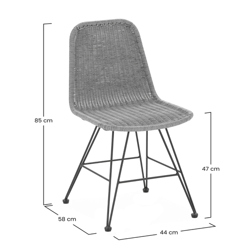 Pack de 2 cadeiras de jantar ou de jardim Beth RatanPreto