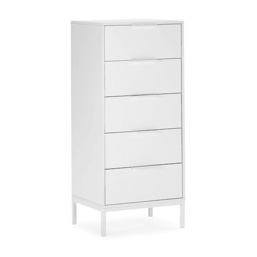 Cômoda alta Auri 5 gavetas cor Branco