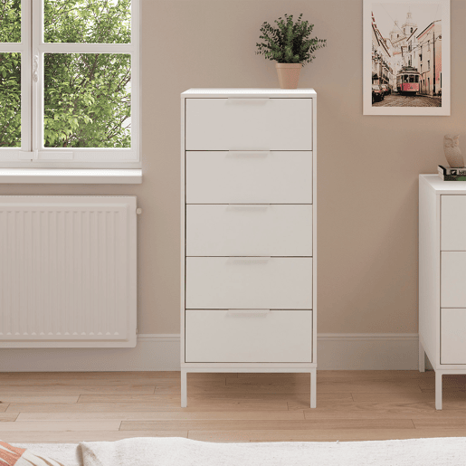 Cômoda alta Auri 5 gavetas cor Branco