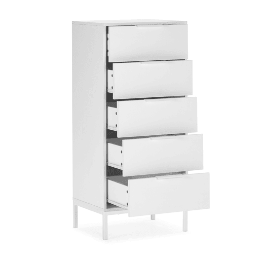 Cômoda alta Auri 5 gavetas cor Branco