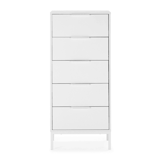 Cômoda alta Auri 5 gavetas cor Branco