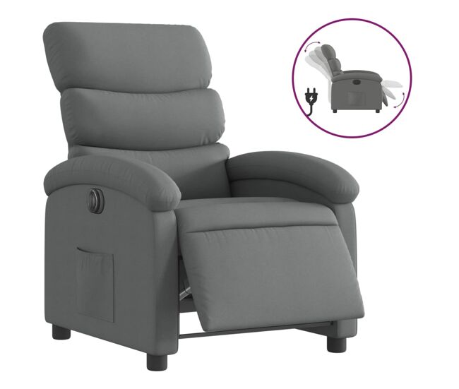 Vidaxl sillón reclinable eléctrico de tela gris oscuro