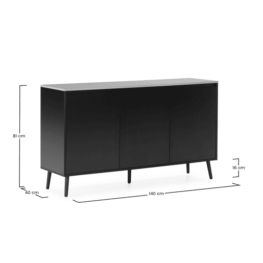 Aparador Desi 3 gavetas cor Preto Aparador Desi 3 gavetas cor Preto