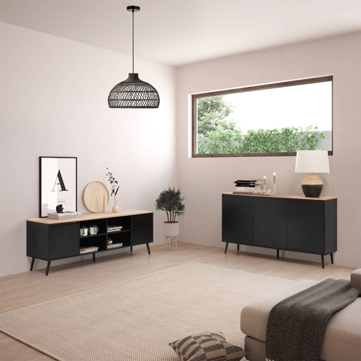 Aparador Desi 3 gavetas cor Preto Aparador Desi 3 gavetas cor Preto