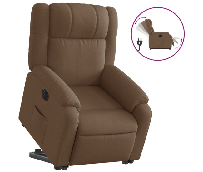 Vidaxl sillón eléctrico reclinable elevable de tela marrón