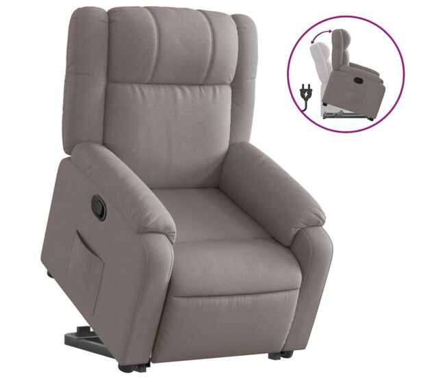 Vidaxl sillón reclinable elevable tela gris taupe