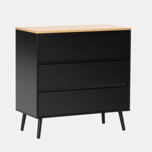 Cômoda Desi 3 gavetas cor Preto