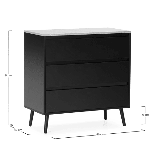 Cômoda Desi 3 gavetas cor Preto Cômoda Desi 3 gavetas cor Preto