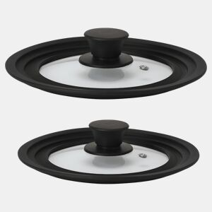 Briebe TotaLid Jogo 2 Tampas para Panelas Universais, Tachos e Frigideiras, Diâmetros 16-18-20  24-26-28cm Silicone e Vidro, , Transparente