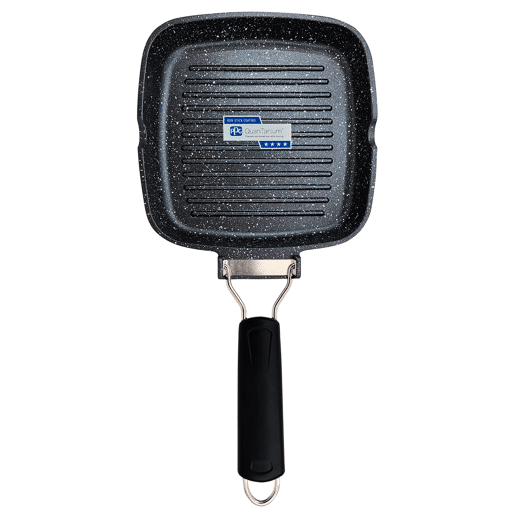Briebe GP1158 Frigideira de Grelha Indução, Antiaderente em Titânio, 24x24 cm, Alumínio Fundido sem PFOA, Cabo Dobrável, , Preto