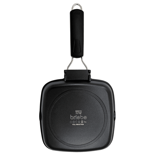 Briebe GP1158 Frigideira de Grelha Indução, Antiaderente em Titânio, 24x24 cm, Alumínio Fundido sem PFOA, Cabo Dobrável, , Preto