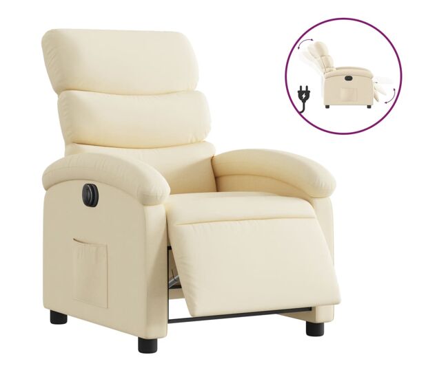 Vidaxl sillón reclinable eléctrico de tela crema