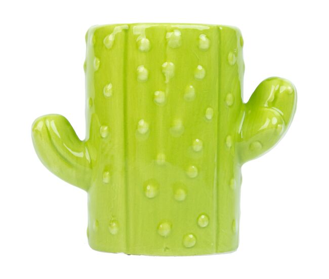 Porta lápices cactus de cerámica verde 13,5x7,8x11