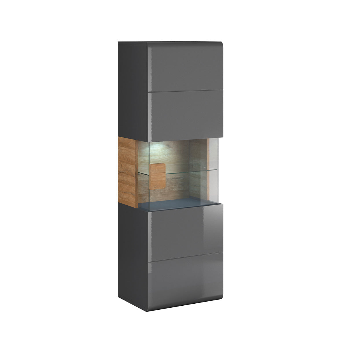 Vitrina de pared 1 puerta con led jules gris y madera