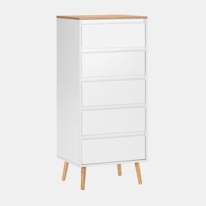 Cômoda alta Desi 5 gavetas cor Branco