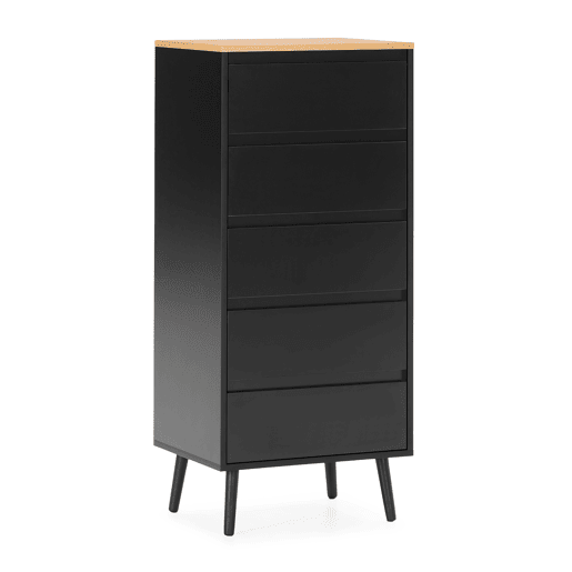 Cômoda alta Desi 5 gavetas cor Preto Cômoda alta Desi 5 gavetas cor Preto