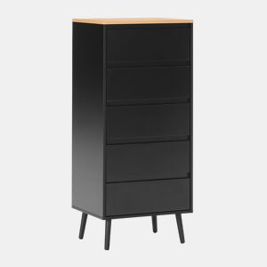 Cômoda alta Desi 5 gavetas cor Preto