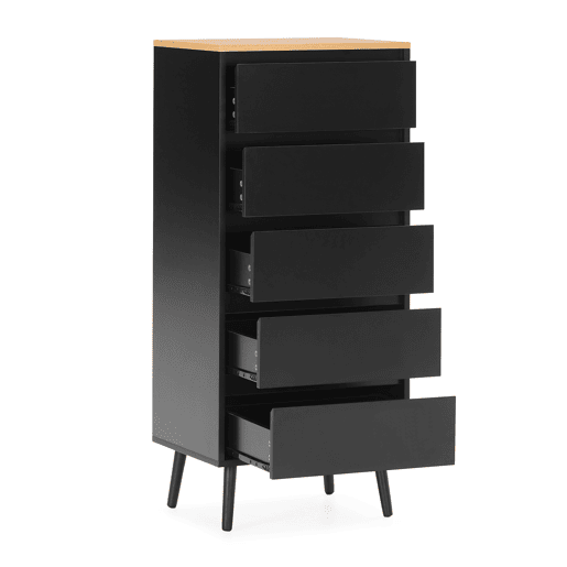 Cômoda alta Desi 5 gavetas cor Preto Cômoda alta Desi 5 gavetas cor Preto