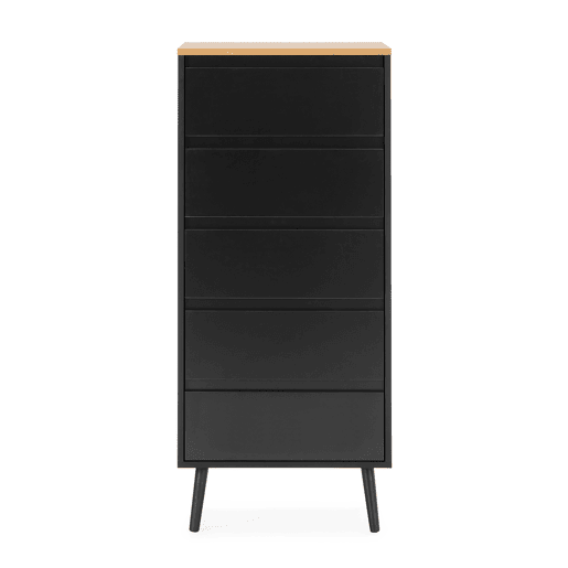 Cômoda alta Desi 5 gavetas cor Preto Cômoda alta Desi 5 gavetas cor Preto