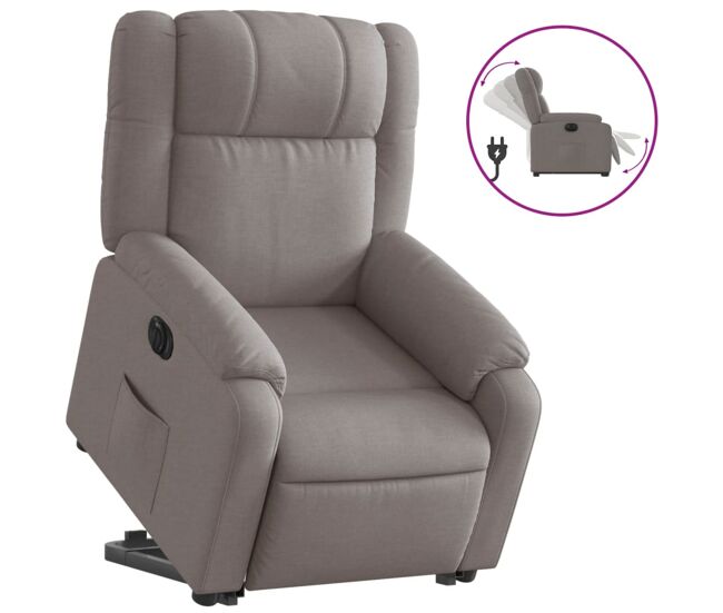 Vidaxl sillón eléctrico reclinable elevable de tela gris taupe