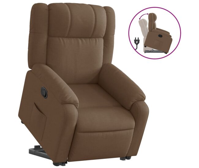 Vidaxl sillón reclinable elevable de tela marrón