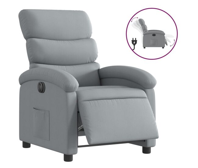 Vidaxl sillón reclinable eléctrico tela gris claro