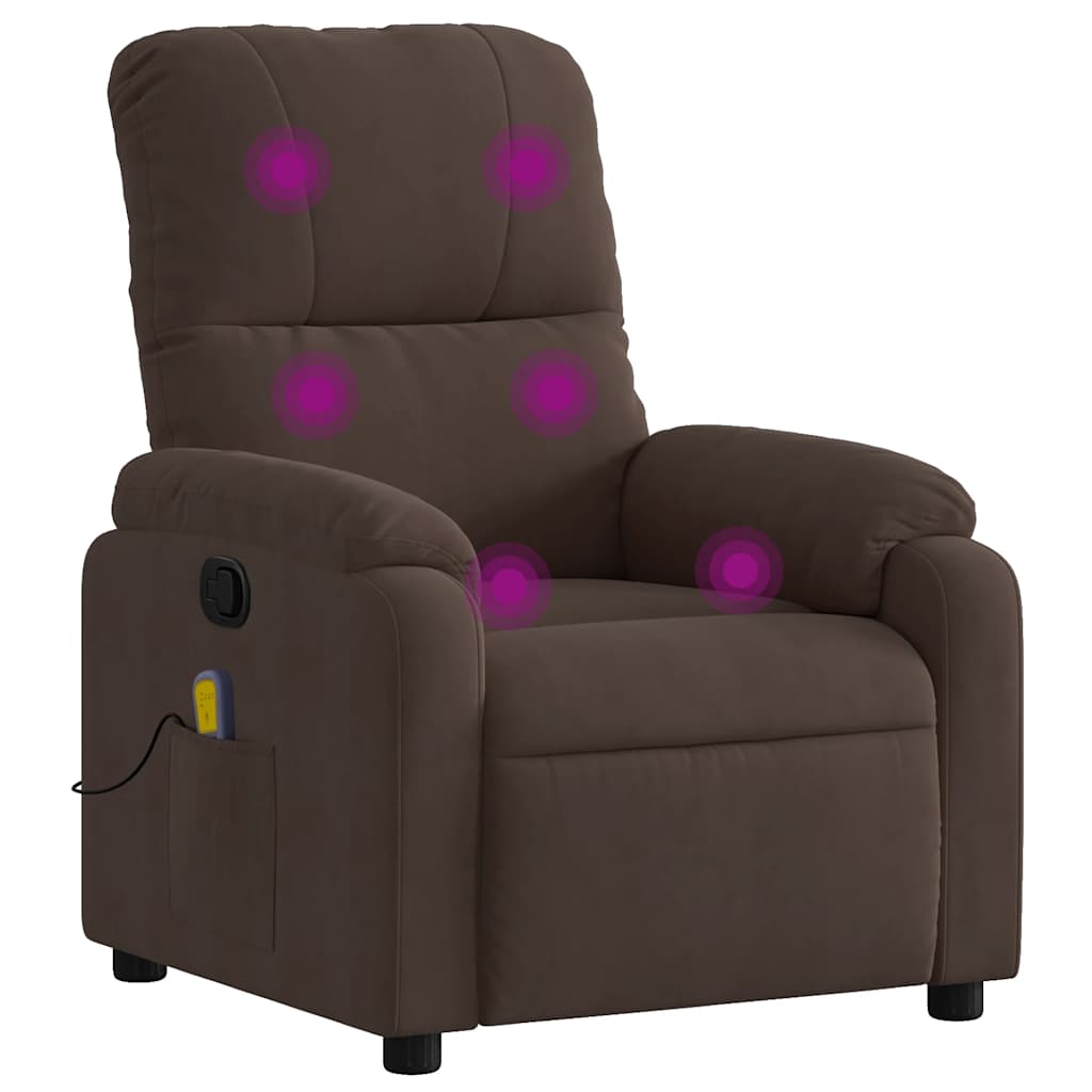 Vidaxl sillón reclinable de masaje tela de microfibra marrón