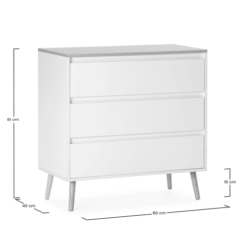 Cômoda Desi 3 gavetas cor Branco