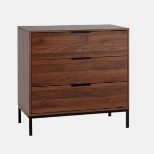 Cômoda Auri 3 gavetas cor Nogueira