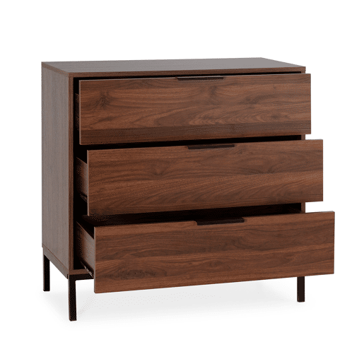 Cômoda Auri 3 gavetas cor Nogueira