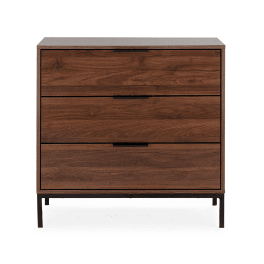 Cômoda Auri 3 gavetas cor Nogueira