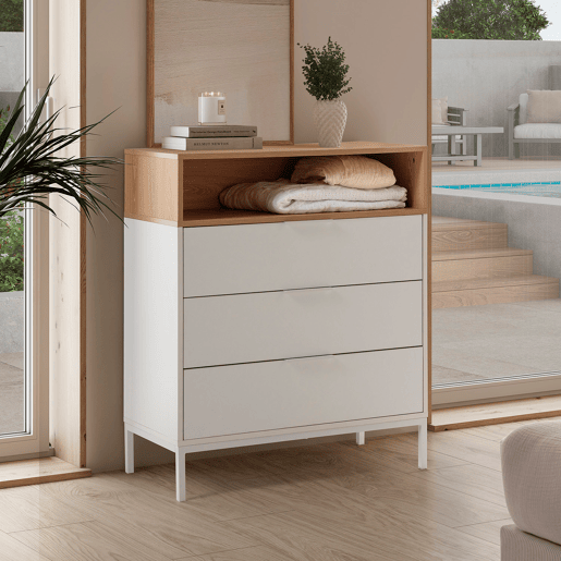 Cômoda Nieve 3 gavetas cor Branco