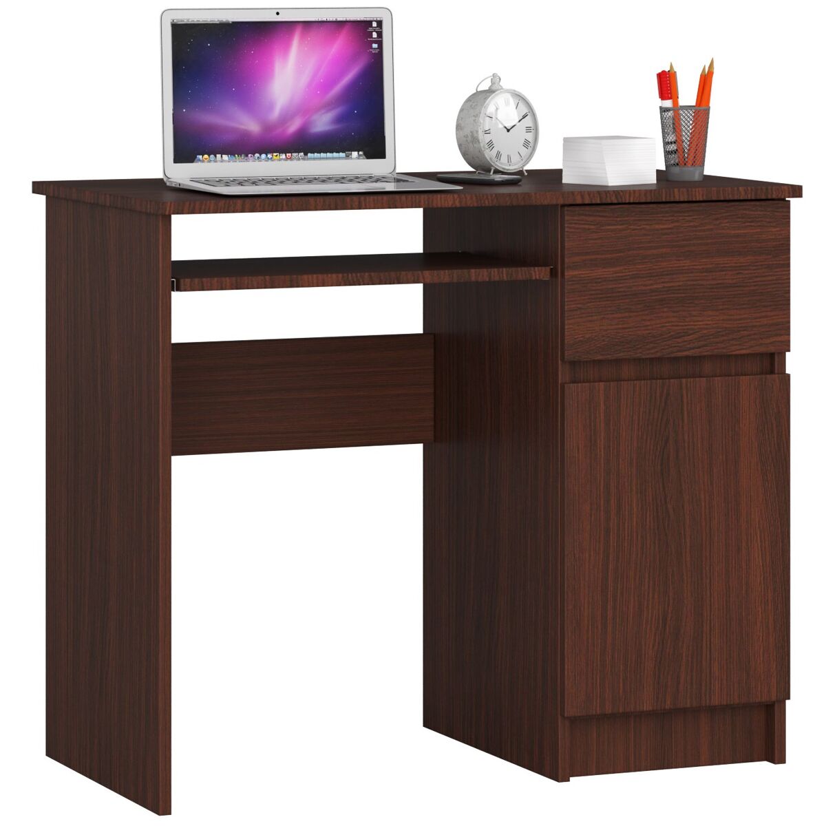 Escritorio de ordenador AKORD PIKSEL derecho 1 puerta 1 cajón 90x50 Wengué