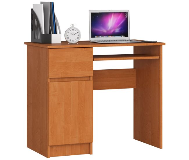 Escritorio de ordenador akord piksel aliso 90 cm izquierda 1 puerta 1 cajón color aliso mate 3 estantes 90x50x77 cm