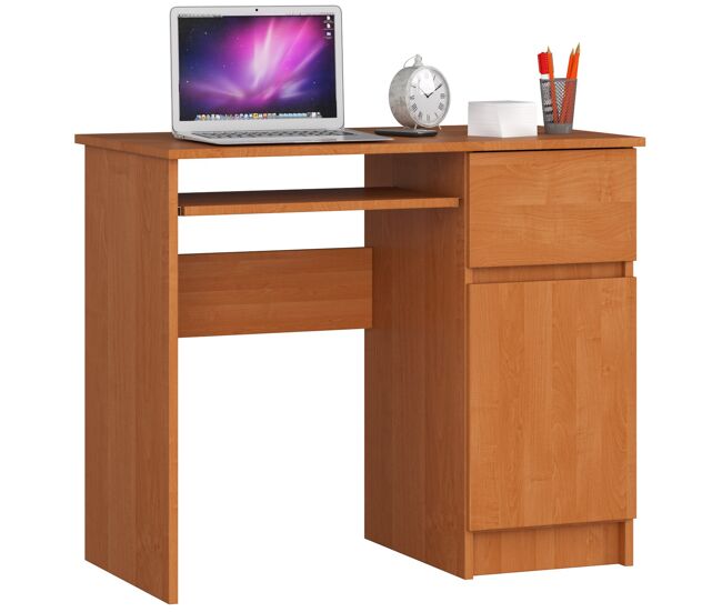 Escritorio de ordenador akord piksel aliso 90 cm derecho 1 puerta 1 cajón color aliso mate 3 estantes 90x50x77 cm