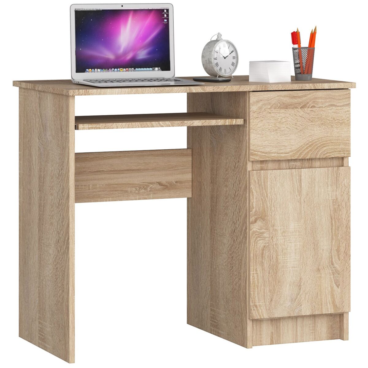 Escritorio de ordenador AKORD PIKSEL derecho 1 puerta 1 cajón 90x50 Madera Clara